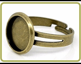 10 x Ring Base Bronze Adjustable with Blank - RZ04