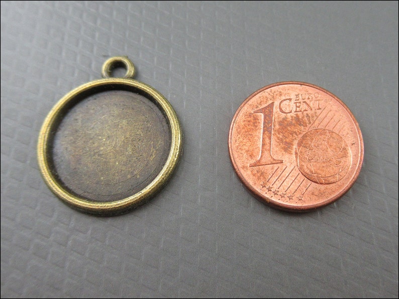 10x porte-assiettes rondes pendentifs pour cabochons avec rond Ø 12 mm, couleur bronze A51 image 5