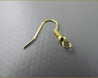 20, 50 or 100 x Wire Hooks Gold Colour - B12