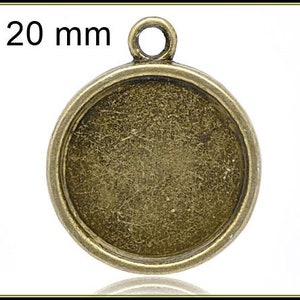 10 x Chain Pendant bronze round 20 mm A34 image 1