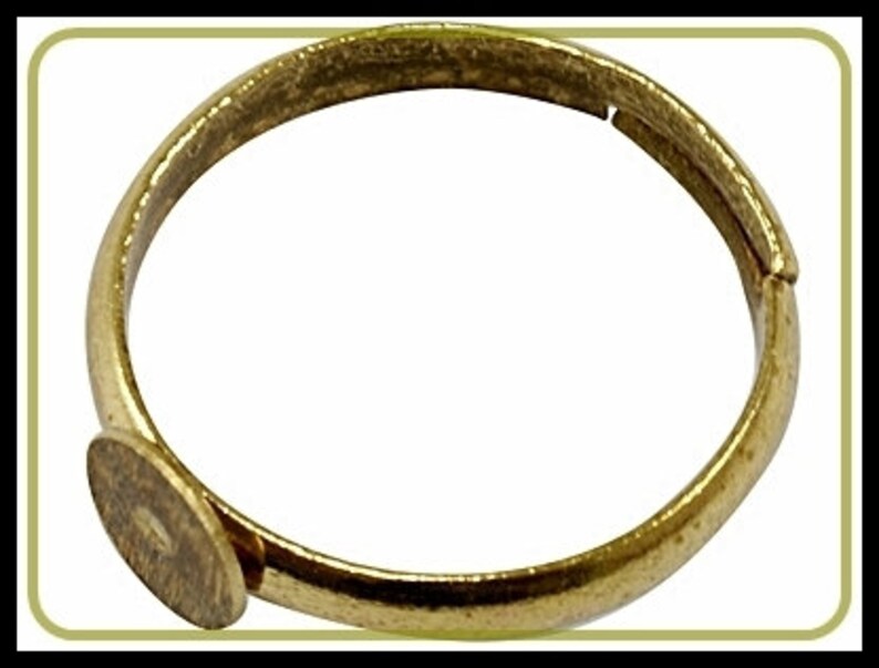 10x Bronze Ring Rohling mit kleiner Klebeplatte randlos verstellbar RZ05 Bild 1