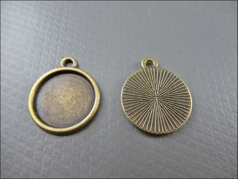 10x porte-assiettes rondes pendentifs pour cabochons avec rond Ø 12 mm, couleur bronze A51 image 3