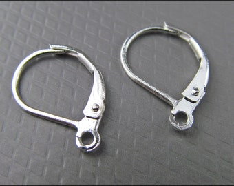 20 x 925 sterling genuine silver hoops simple - ear hooks lockable - B44