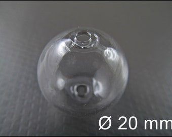 10 x 20 mm Glaskugeln hohl geblasen mit zwei kleinen Löchern zum Befüllen