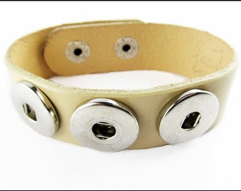 Bracelet en Cuir Beige pour trois Tjunks CH-7