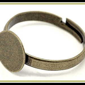 10x Ring Base Bronze adjustable with blank Glue-on image 1