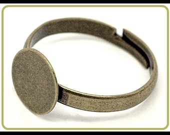 10x Ring Base Bronze adjustable with blank Glue-on