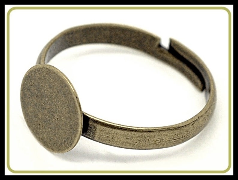 10x Ring Base Bronze adjustable with blank Glue-on image 1