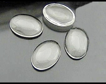 10 x Clear Glass Cabochons Oval 18x25mm CAB13