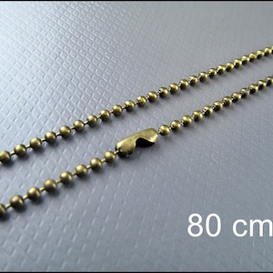 1 x afgewerkte kogelketting (2 mm) brons 80 cm HK09