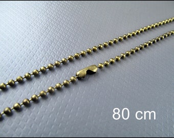 1 x  Finished Ball Chain (2mm) bronze 80 cm HK09