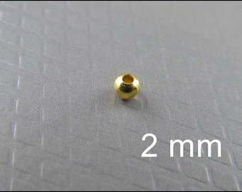 100 x cuentas engarzadas de 2 mm chapadas en oro - QP16a
