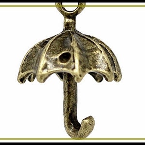 6 x Umbrella Charm Pendant bronze C03 image 1