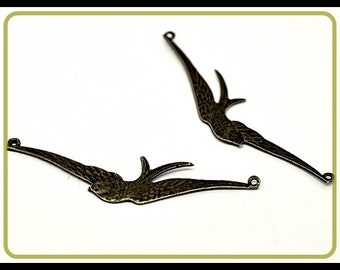 4 x Connectors Swallow antik bronze vintage - VB4