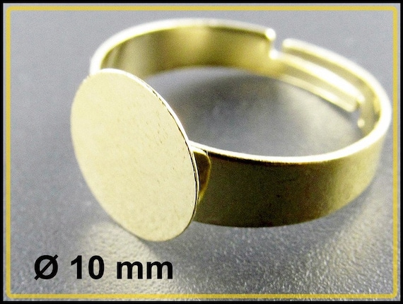 100 GOLD PLATED Adjustable Finger RING BLANKS ~ Flat 16mm pad ~ Add Beads Cabs