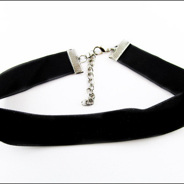 Fine Velvet Ribbon ( Choker ) 2cm black with silvery closure or golden closure SB-01/SB-02