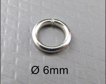 50x, 100x or 200x silver-colored jump rings Ø 6 mm open dark silver R204B