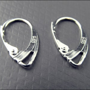 10 x 925 sterling silver earrings elegant with double bridge - ear hooks lockable - B45