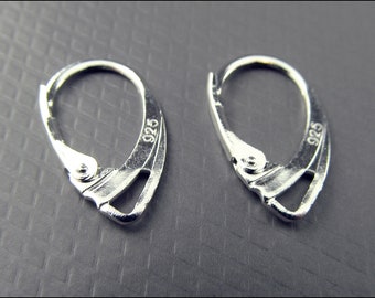 10 x boucles d'oreilles en argent sterling 925 élégantes avec double pont - crochets d'oreille verrouillables - B45