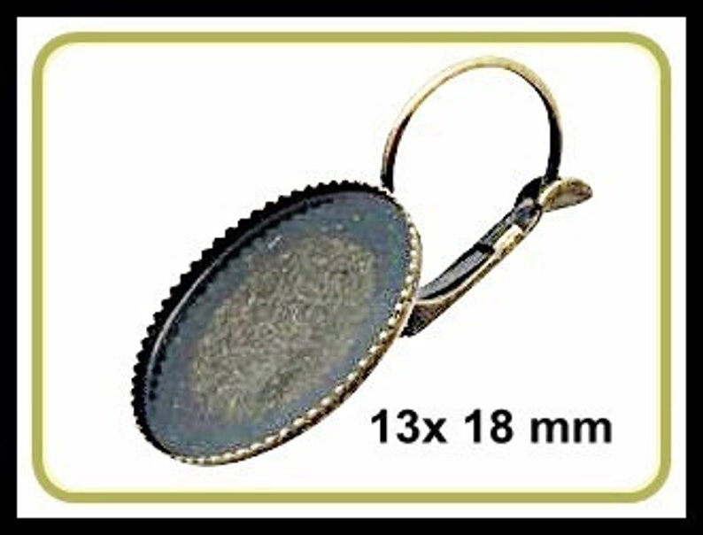 10x Dormeuses ovals bronze antique 13 x 18 mm B8 image 1