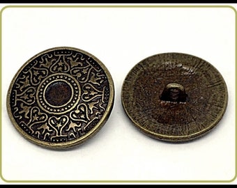 Elegant Brass Buttons 25 mm with Eyelet Vint K1
