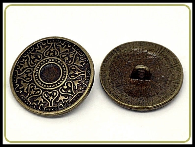 Elegant Brass Buttons 25 mm with Eyelet Vint K1 image 1