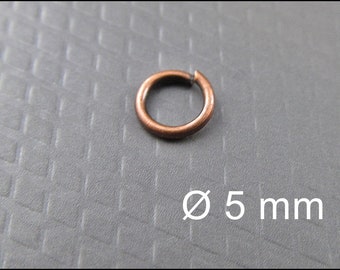 50, 100 or 200 x Open Copper colored Jump Rings Ø 5mm - R603