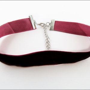 Ruban en Velour 2cm bordeaux fermet. argenté SB-05