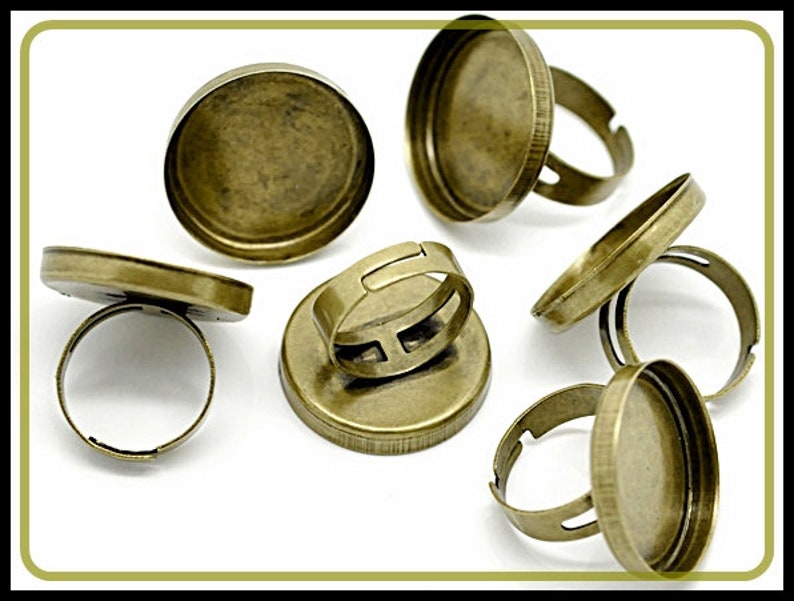 10 x adjustable bronze ring blank, ring base Ø 25 mm RZ09 image 2
