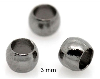 100 x Perles à écraser noir 3 mm - QP27