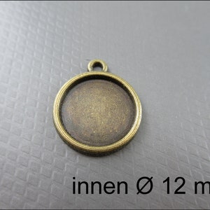 10x porte-assiettes rondes pendentifs pour cabochons avec rond Ø 12 mm, couleur bronze A51 image 1