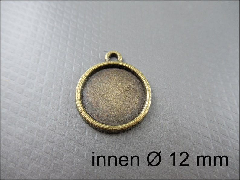 10x porte-assiettes rondes pendentifs pour cabochons avec rond Ø 12 mm, couleur bronze A51 image 1