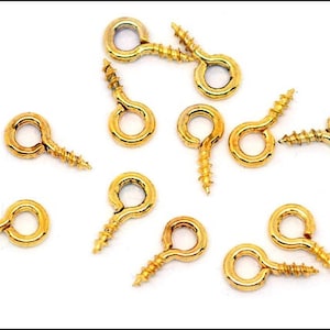 100 x Gold Plated Screw Eyes Bails 8x4 SOE-10 image 1