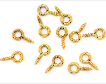 100 x Gold Plated Screw Eyes Bails 8x4 SOE-10