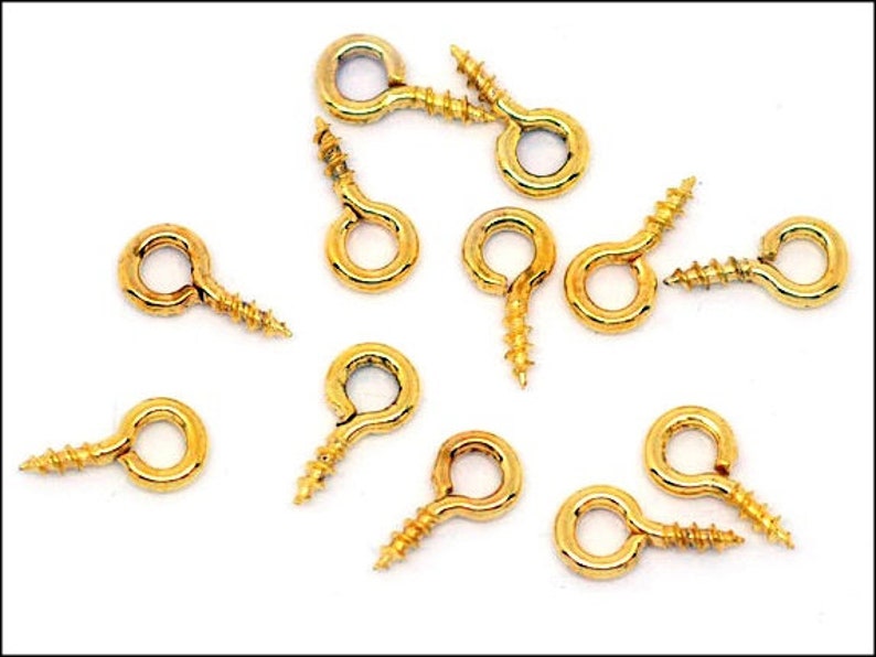 100 x Gold Plated Screw Eyes Bails 8x4 SOE-10 image 1