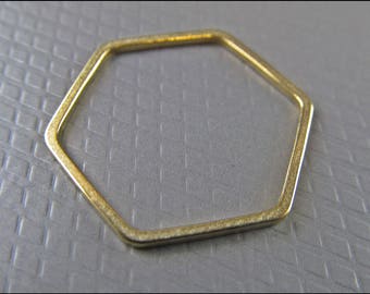 10 x hexagone pendentif, laiton doré, A24