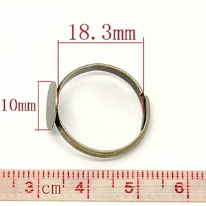 10x Ring Base Bronze adjustable with blank Glue-on image 3