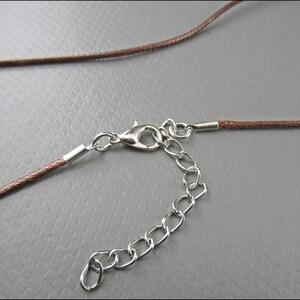 Dark brown artificial leather strap with silver-colored clasp 46 cm plus 5 cm extension chain HK-17 image 3