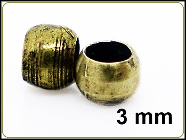 100 x Perles à écraser bronzes 3 mm QP02 image 1
