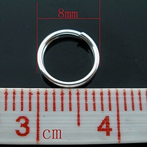 20, 50 ou 100 x anneaux fendus plaqués argent diamètre 8 mm R306S image 3