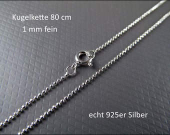 Very fine 925 silver necklace - ball chain 80cm HK925-05