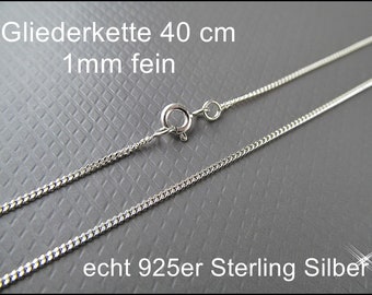 Real Silver necklace chain - 925 Sterling Silver -Link Chain - 40 cm - HK925-12