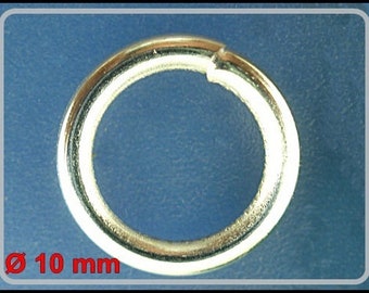 20x, 50x or 100x Silver-plated jump rings, diameter 10 mm R308b