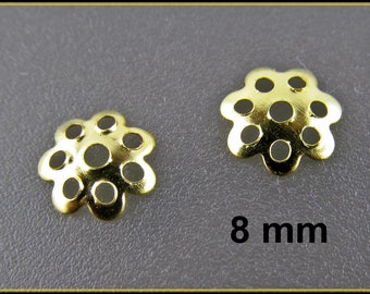 25x, 60x or 150x Small gold colored bead caps in flower shape - small rosette - P61