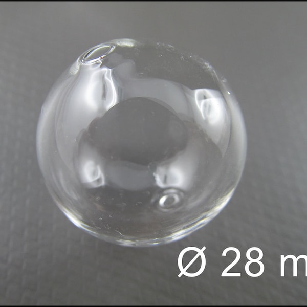 10 x 28 mm Ø boules de verre / perles de verre creux soufflé