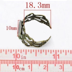 10 x ring base bronze antique gothic style RZ01 image 3