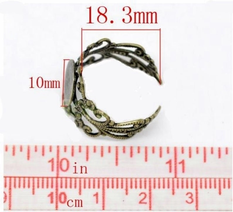 10 x ring base bronze antique gothic style RZ01 image 3