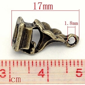 6 x Gramophone 3D Charm Pendant bronze image 2