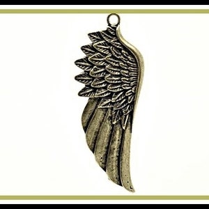 2 x Angel Wing Charm Pendant bronze antique A4 image 1