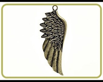 2 x Angel Wing Charm Pendant bronze antique - A4